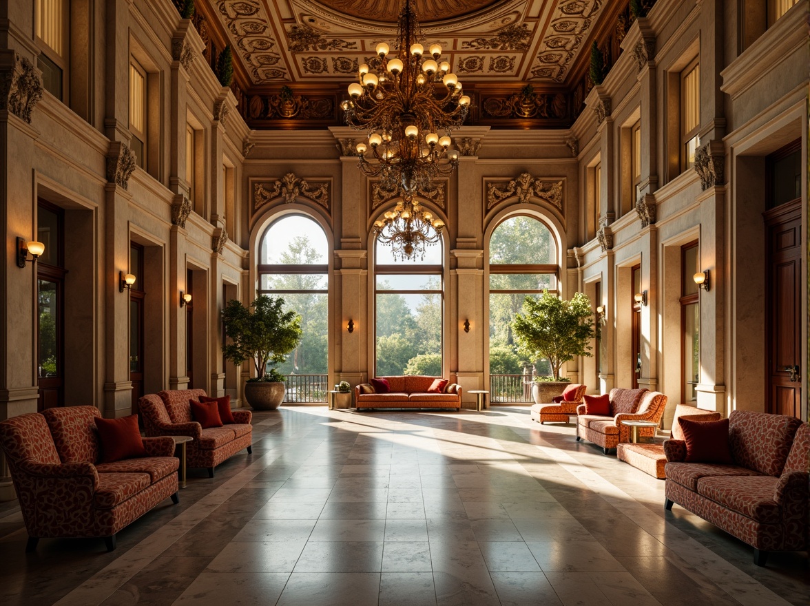 Prompt: Elegant mansion, ornate stone facades, intricately carved archways, grand entranceways, polished marble floors, luxurious furnishings, lavish chandeliers, sophisticated color schemes, refined textures, opulent ambiance, warm golden lighting, shallow depth of field, 1/2 composition, realistic reflections, ambient occlusion.