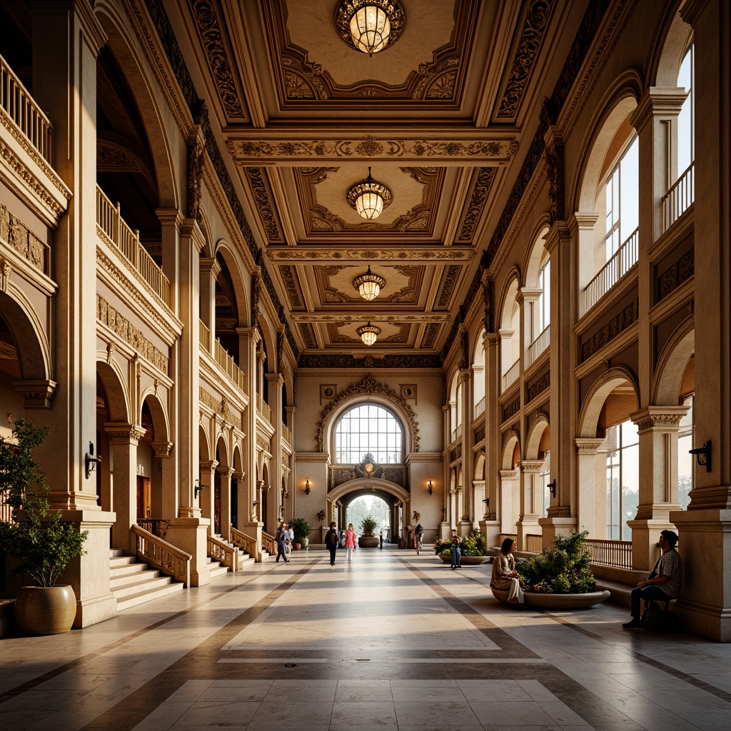 Prompt: Ornate bus station, grandiose architecture, symmetrical facade, intricately carved details, ornamental columns, sweeping arches, vaulted ceilings, marble floors, gilded accents, luxurious chandeliers, dramatic staircases, imposing entranceways, classical proportions, harmonious balance, warm golden lighting, shallow depth of field, 1/1 composition, central perspective, realistic textures, ambient occlusion.