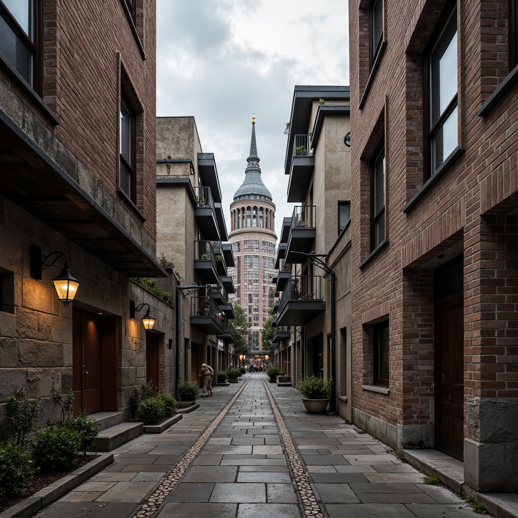 Prompt: Weathered stone walls, rustic brick facades, rough-hewn wooden accents, ornate metalwork, intricate tile mosaics, distressed concrete finishes, industrial chic aesthetic, modern brutalist architecture, urban cityscape, overcast sky, dramatic shadows, high-contrast lighting, 3/4 composition, atmospheric perspective, realistic textures, ambient occlusion.