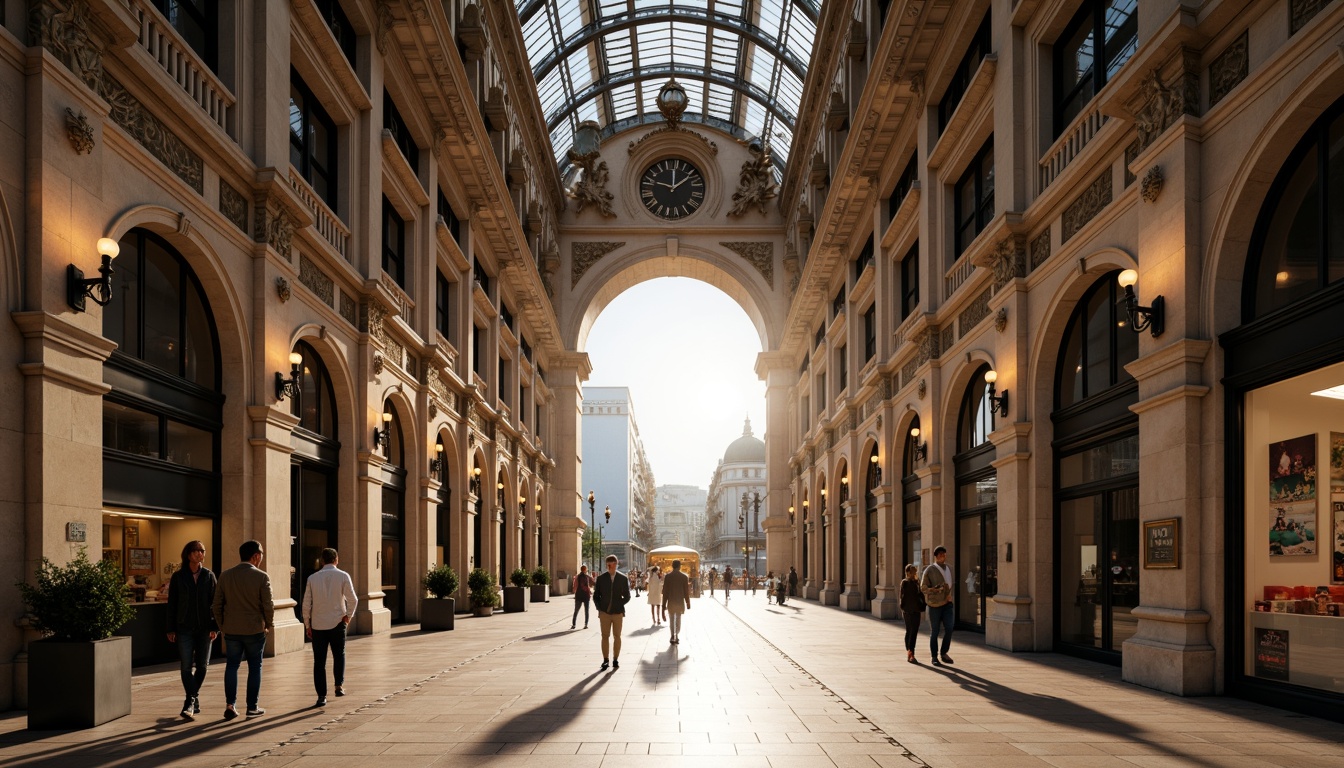 Prompt: Grand tram station, neoclassical facade, ornate columns, symmetrical arches, intricate stone carvings, imposing entrance, majestic clock tower, elegant domed roof, vintage lanterns, polished granite floors, sophisticated lighting fixtures, high ceilings, spacious interior, urban cityscape, busy street scene, morning sunlight, soft warm glow, shallow depth of field, 1/1 composition, realistic textures, ambient occlusion.