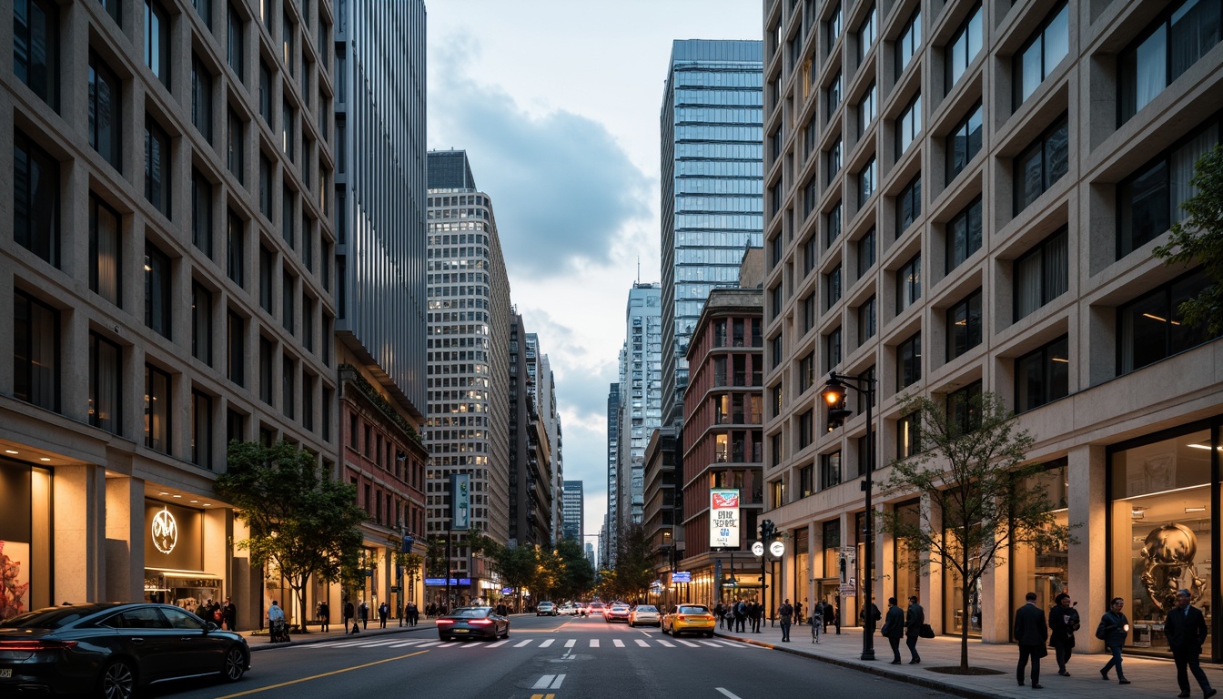 Prompt: Modern cityscape, sleek skyscrapers, bold architectural lines, metallic surfaces, urban jungle atmosphere, warm beige stone walls, cool grey concrete, vibrant street art, neon light installations, bustling pedestrian zones, dynamic traffic flow, moody cloudy skies, cinematic low-key lighting, 1/2 composition, dramatic shadows, realistic reflections.