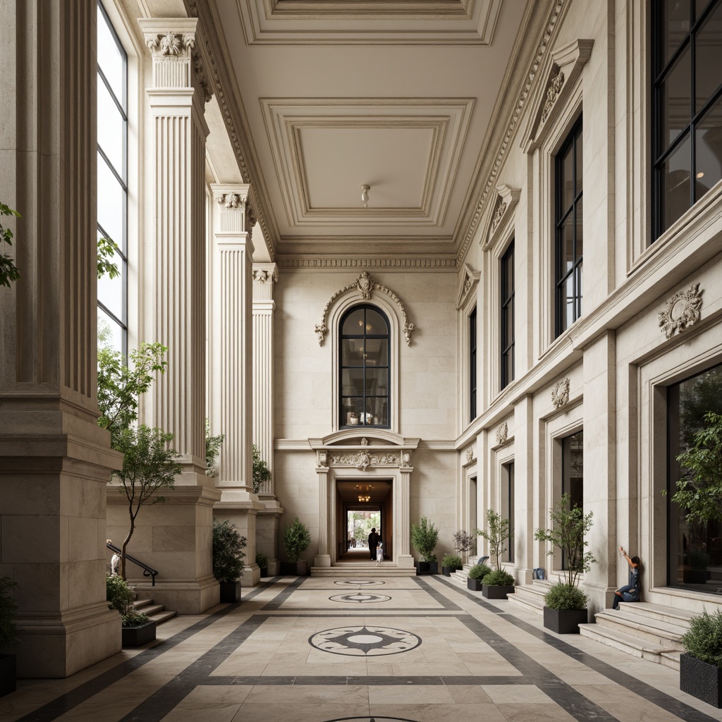 Prompt: Elegant neoclassical building, symmetrical facade, balanced proportions, ornate columns, carved stone details, grand entrance, sweeping staircase, high ceilings, large windows, classical pediments, decorative moldings, subtle color palette, soft natural lighting, shallow depth of field, 2/3 composition, harmonious textures, ambient occlusion.