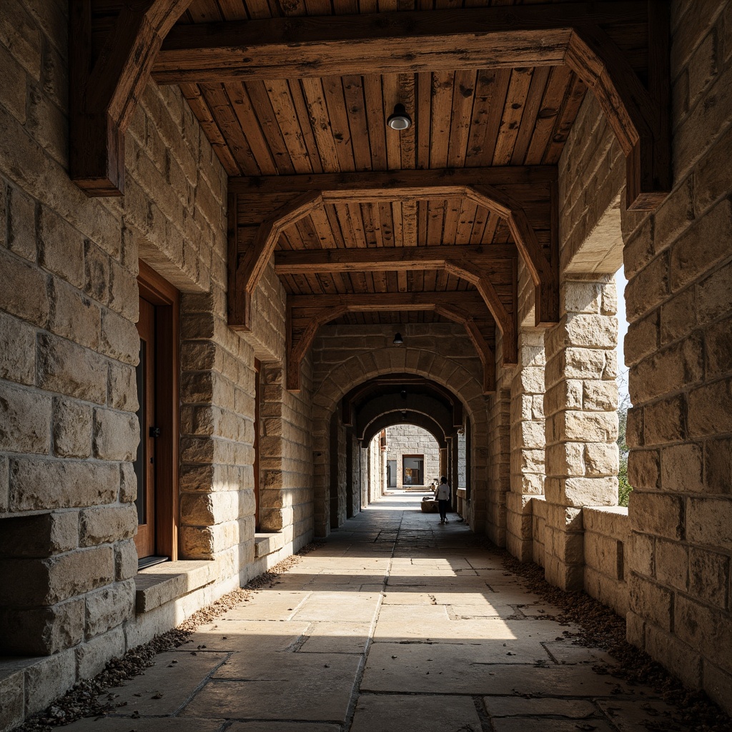 Prompt: Rustic stone walls, rough-hewn wooden beams, distressed metal accents, intricate brick patterns, natural rock formations, earthy tones, organic shapes, tactile experiences, sensory engagement, immersive environments, dramatic shadows, warm ambient lighting, shallow depth of field, 3/4 composition, realistic textures, ambient occlusion.