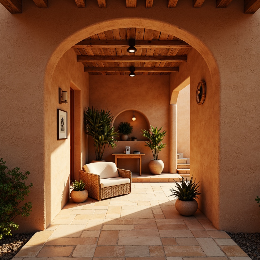 Prompt: Earthy ochre tones, natural terracotta hues, warm beige shades, rustic stonework, organic textures, cozy atmospheric lighting, soft focus, shallow depth of field, 1/1 composition, intimate framing, warm golden hour, subtle color gradations, harmonious color relationships, monochromatic scheme, earthy aroma, natural ambiance, peaceful atmosphere.