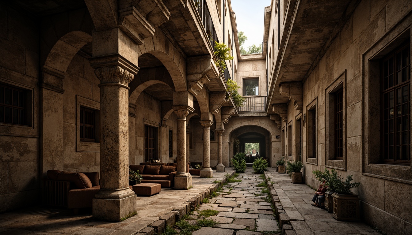 Prompt: Ancient stone structures, rugged buttresses, weathered walls, ornate carvings, grandiose architecture, mystical ambiance, soft warm lighting, shallow depth of field, 1/2 composition, dramatic shadows, realistic textures, ambient occlusion.