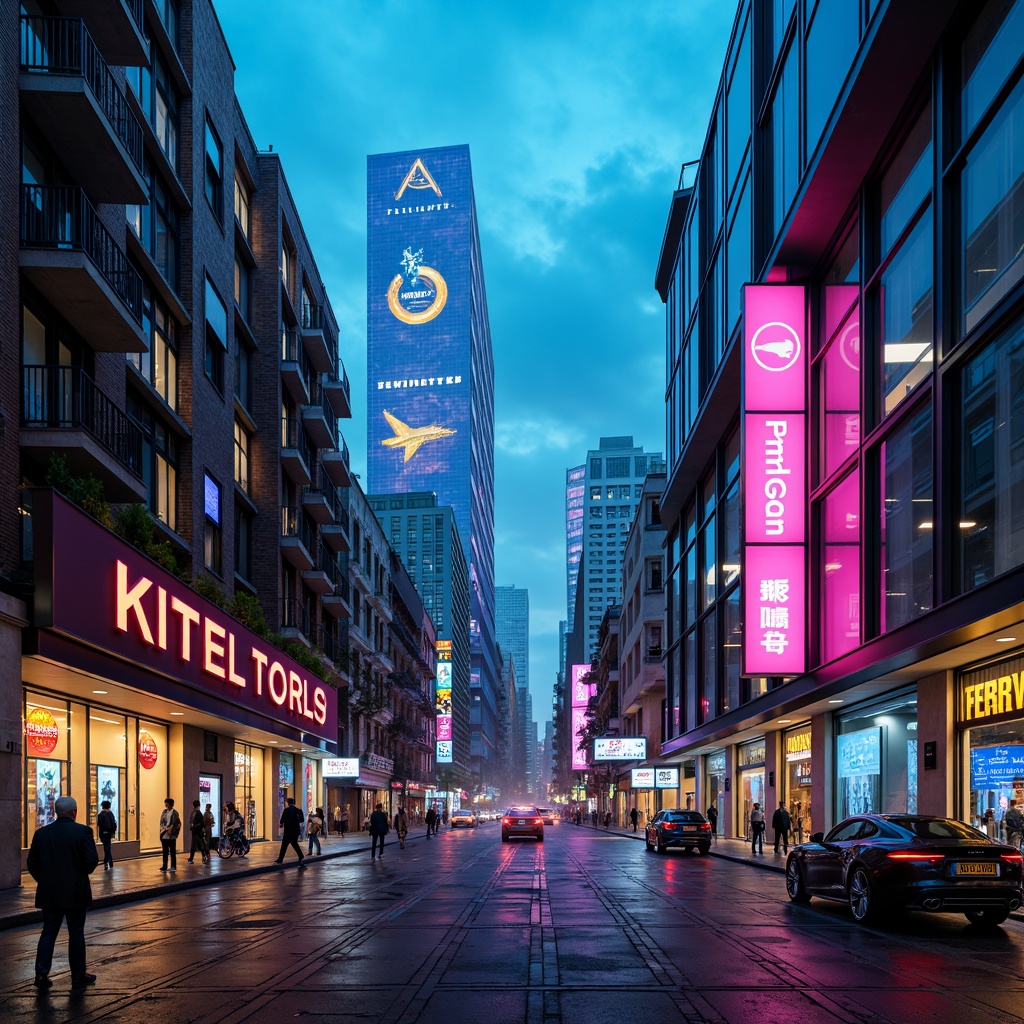 Prompt: Neon-lit cityscape, metallic skyscrapers, iridescent clouds, holographic advertisements, cyberpunk alleys, glowing neon signs, LED lights, futuristic transportation, sleek spacecraft, robotic machinery, vibrant electric blues, radiant hot pinks, luminescent yellows, deep purples, dark greys, silver accents, chrome finishes, glassy reflections, high-tech gadgetry, virtual reality interfaces, 3D holographic projections, atmospheric fog, cinematic lighting, shallow depth of field, 1/1 composition.