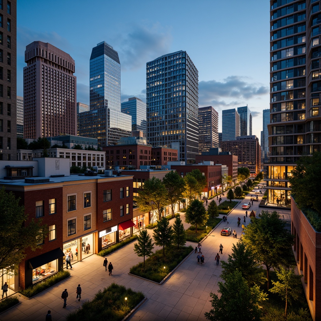 Prompt: Vibrant cityscape, bustling streets, eclectic architecture, mixed-use buildings, pedestrian-friendly walkways, urban parks, green roofs, modern skyscrapers, LED lighting, night-time ambiance, warm golden glow, shallow depth of field, 1/2 composition, cinematic view, realistic textures, ambient occlusion, dynamic simulations.