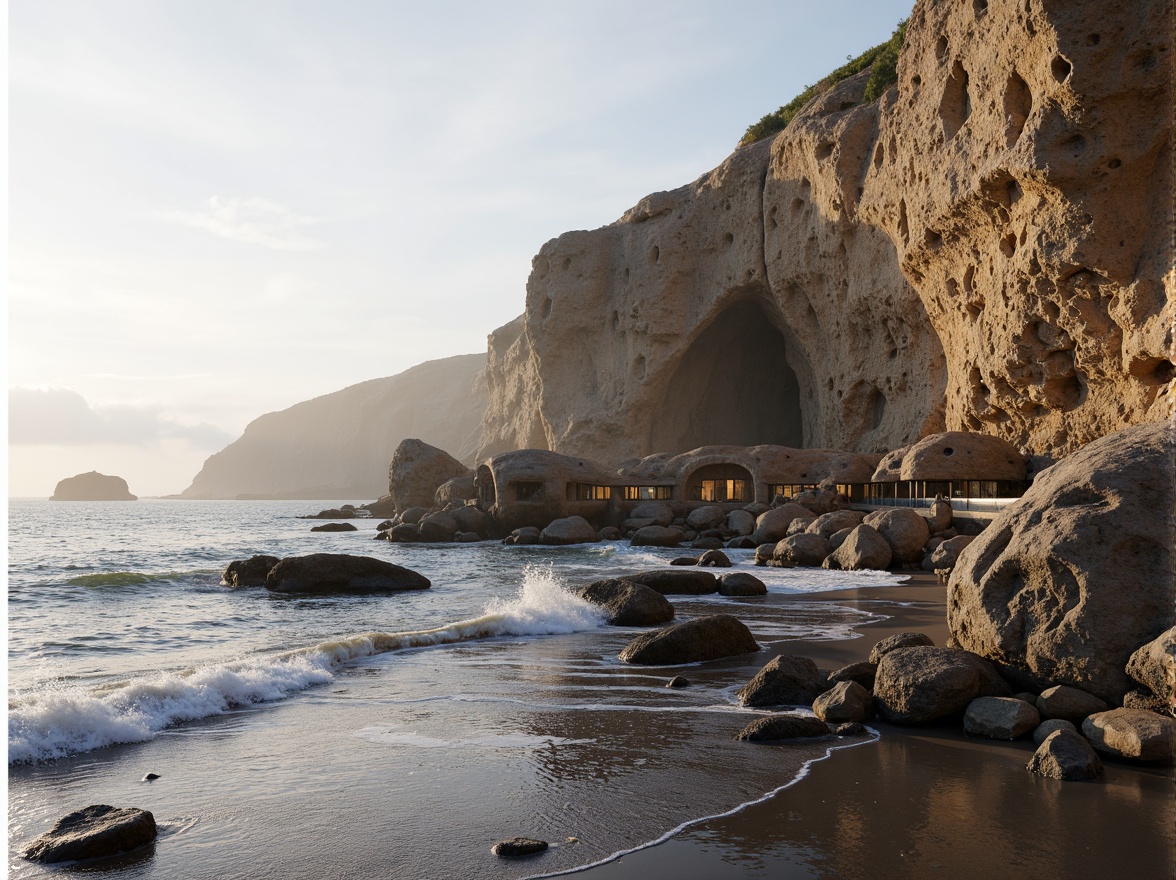 Prompt: Seaside cliffside, rugged rock formations, crashing ocean waves, salty sea air, driftwood sculptures, beachside pavilions, curved shell-inspired architecture, wind-resistant structures, sustainable coastal development, eco-friendly building materials, solar-powered lighthouses, wave-energy harvesting systems, tidal pool reflections, misty morning atmosphere, soft warm lighting, shallow depth of field, 2/3 composition, panoramic view, realistic textures, ambient occlusion.