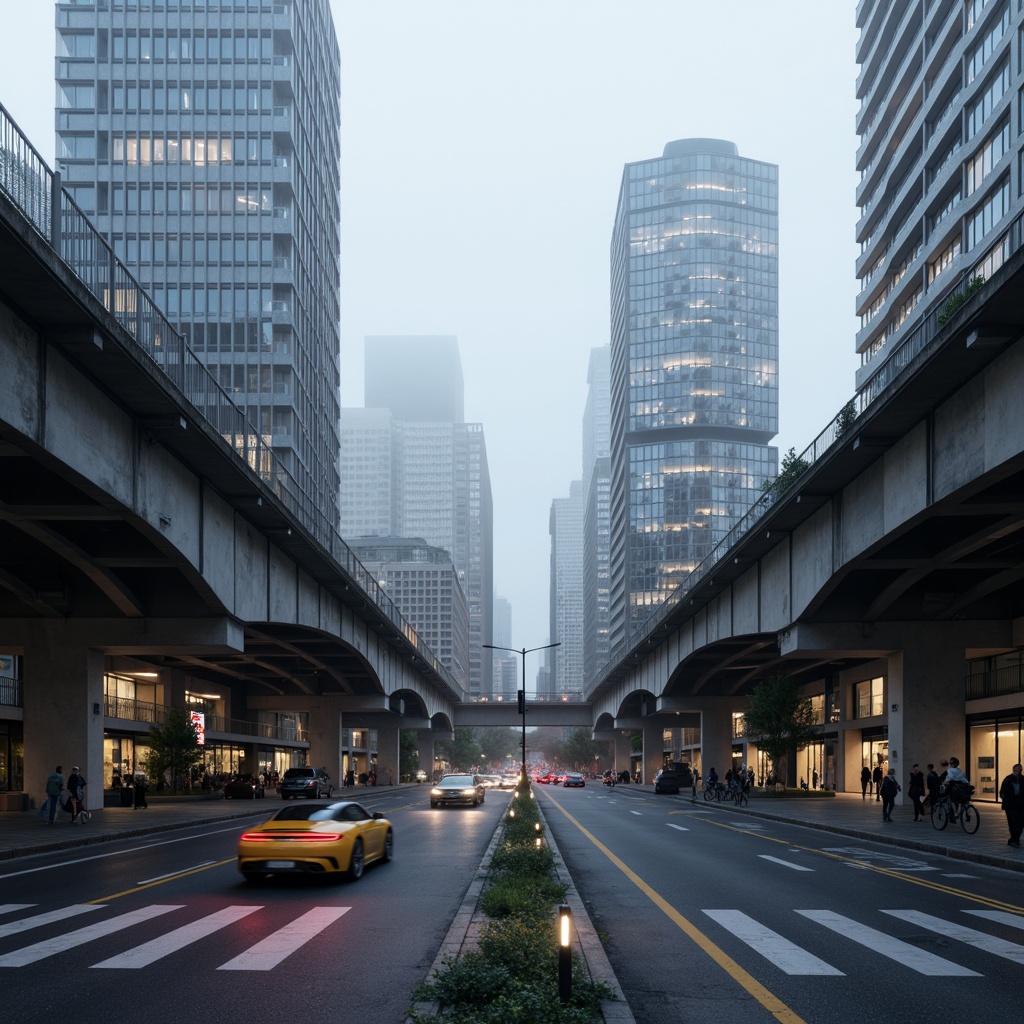 Prompt: Modern vehicular bridge, sleek steel arches, suspended decks, cantilevered sections, asymmetrical piers, minimalist railings, clean lines, industrial materials, urban cityscape, busy traffic flow, dramatic lighting effects, low-angle shot, 1/2 composition, realistic reflections, ambient occlusion, misty atmosphere, morning fog, subtle color palette.Let me know if this meets your requirements!