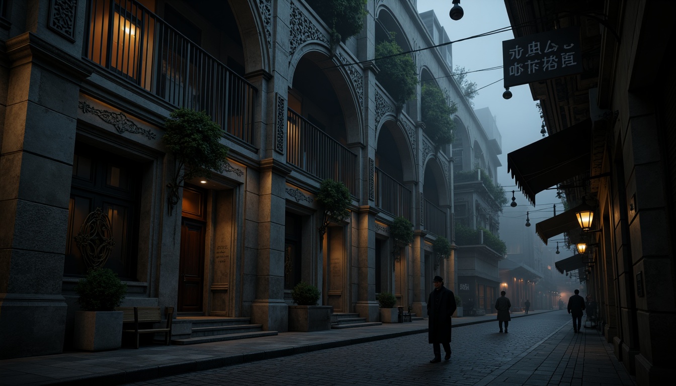 Prompt: Dark mysterious atmosphere, ornate stone carvings, pointed arches, ribbed vaults, flying buttresses, grandiose entranceways, heavy wooden doors, ironwork details, stained glass windows, dramatic lighting effects, foggy morning mist, narrow cobblestone streets, historic urban setting, asymmetrical composition, high contrast shadows, rich textures, cinematic mood.