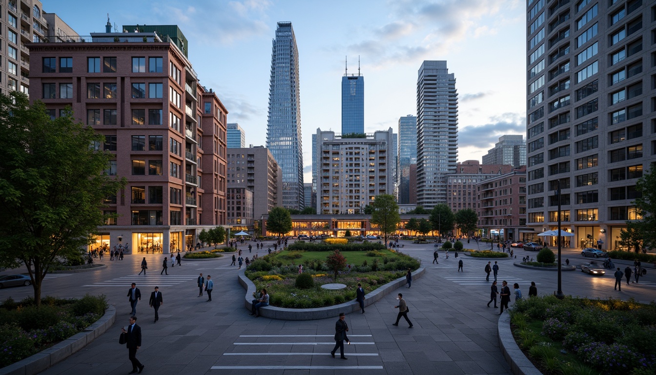 Prompt: Vibrant cityscape, modern skyscrapers, bustling streets, pedestrian zones, urban parks, green roofs, mixed-use buildings, street art, graffiti, dynamic lighting, evening ambiance, shallow depth of field, 1/2 composition, wide-angle lens, cinematic mood, atmospheric fog, realistic textures, ambient occlusion, busy intersections, traffic flows, cyclist lanes, public transportation hubs, commercial districts, residential areas, civic centers, urban plazas, monumental landmarks, historical buildings, cultural heritage sites.