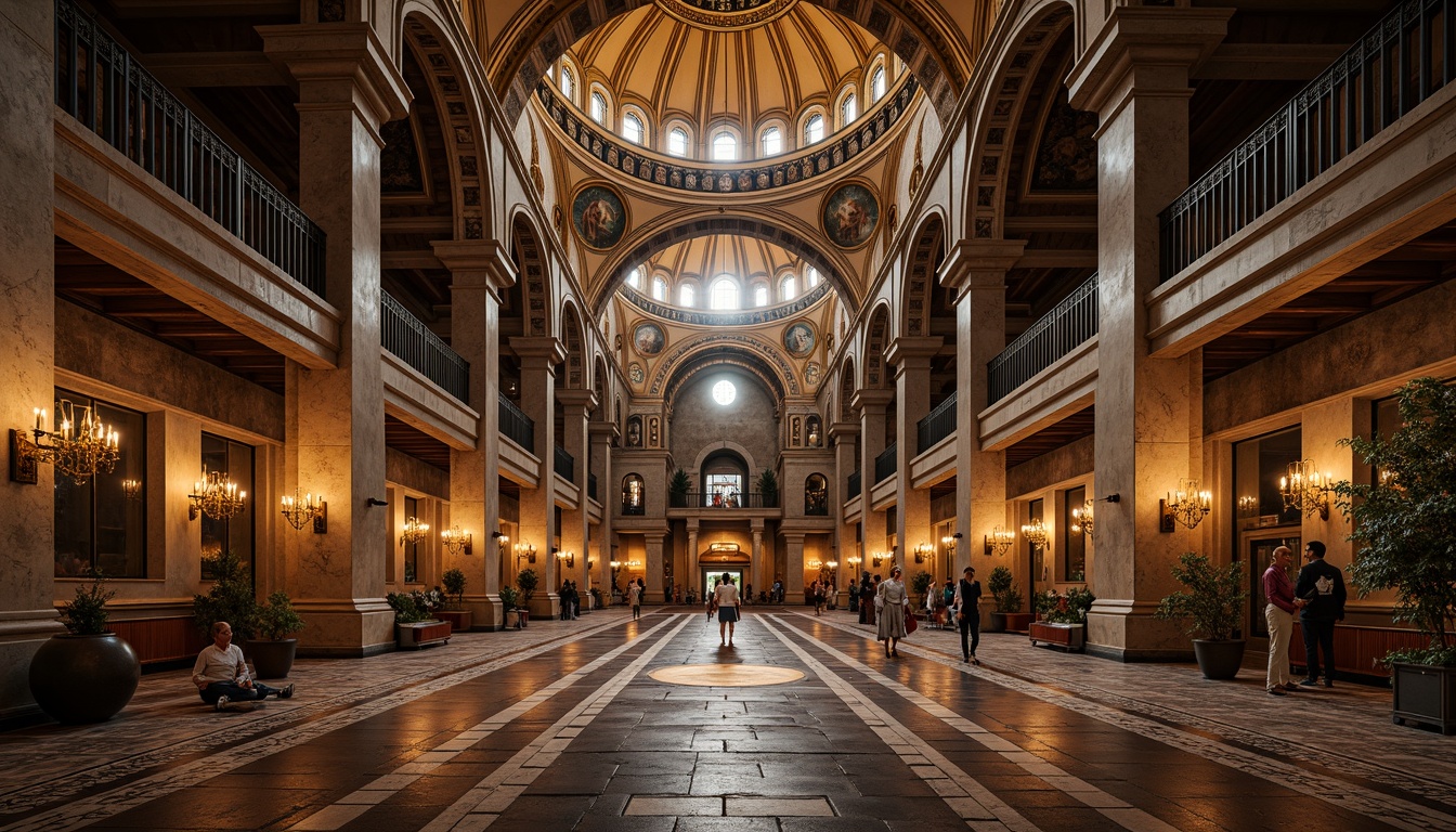 Prompt: Byzantine domes, intricate stone carvings, golden mosaics, ornate archways, grand vaulted ceilings, ornamental columns, lavish frescoes, richly patterned textiles, warm candlelight, soft mystical ambiance, shallow depth of field, 1/2 composition, symmetrical framing, high-contrast lighting, realistic atmospheric effects.