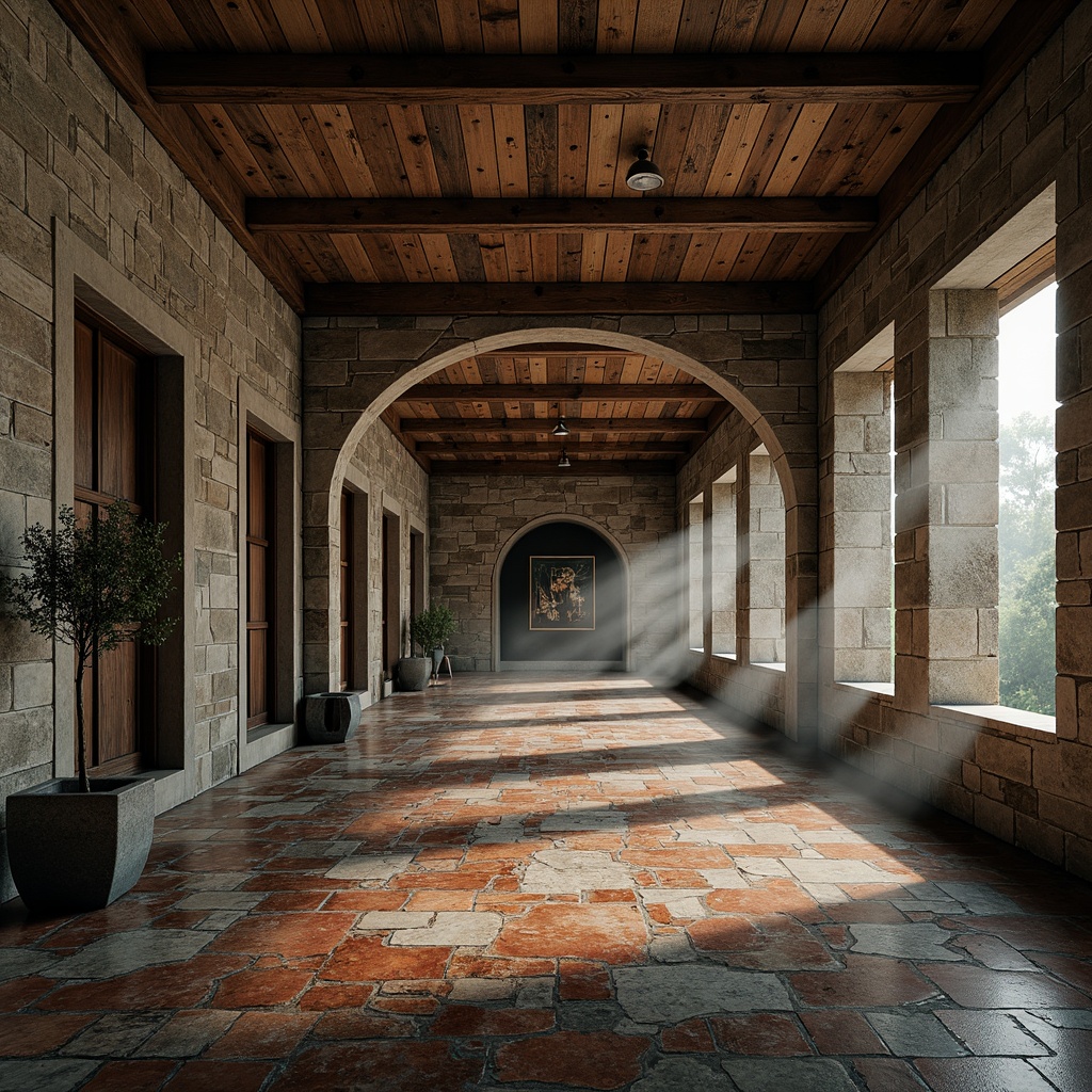 Prompt: Rustic stone walls, distressed wooden accents, rough-hewn brick facades, ornate metalwork, intricate stonework patterns, vibrant glazed ceramics, richly veined marbles, tactile concrete surfaces, atmospheric misty lighting, dramatic shadows, 1/1 composition, shallow depth of field, realistic renderings, ambient occlusion.