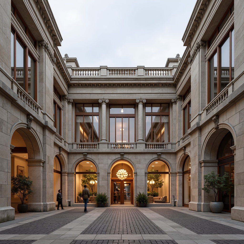 Prompt: Classical architecture, symmetrical facade, balanced proportions, ornate details, grand entrance, majestic columns, carved stone, subtle arches, refined moldings, elegant cornices, harmonious ratio, golden section, perfect symmetry, subtle texture, soft warm lighting, shallow depth of field, 2/3 composition, realistic textures, ambient occlusion.