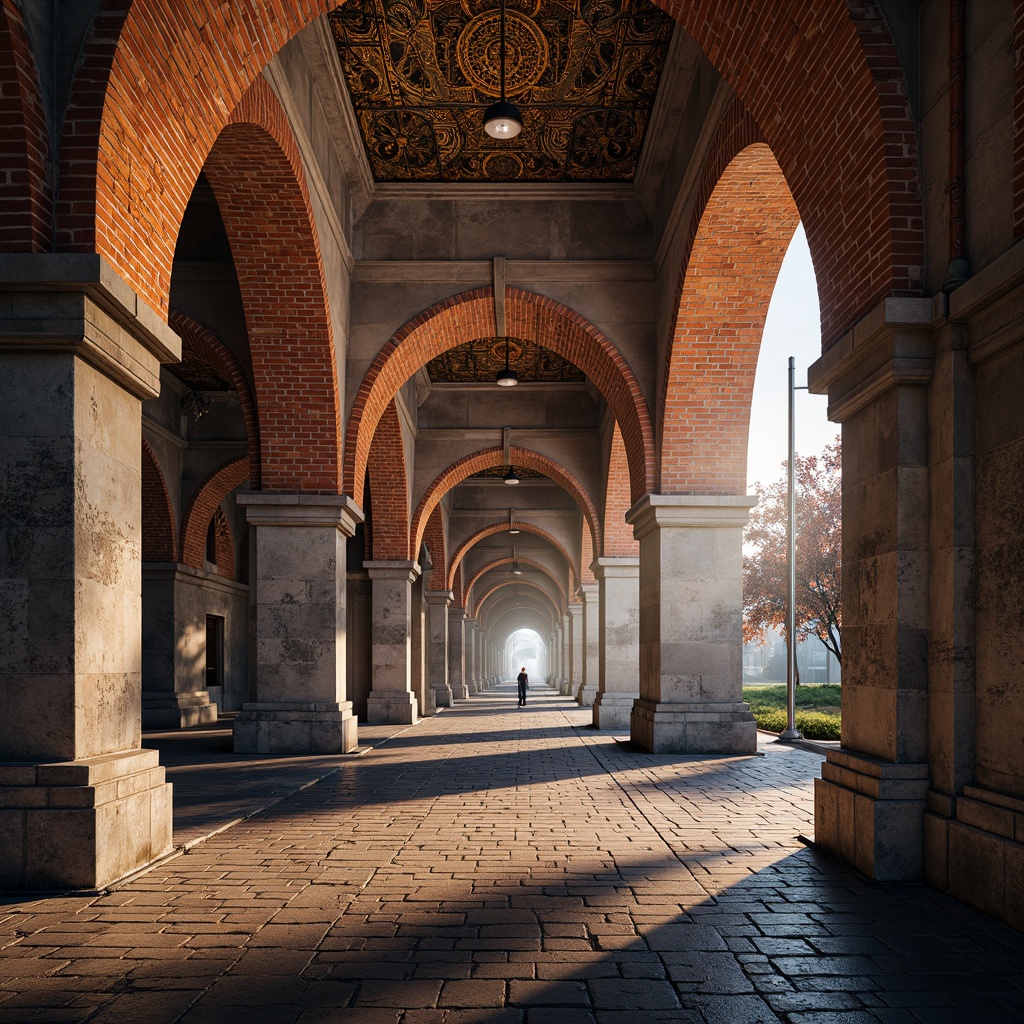 Prompt: \Majestic Byzantine bridge, ornate stone arches, rustic brick piers, weathered copper accents, intricate mosaics, warm earthy tones, terracotta reds, burnt oranges, soft golden yellows, deep blues, majestic purple hues, atmospheric mist, warm sunlight, dramatic shadows, high contrast lighting, 1/2 composition, low-angle view, realistic textures, ambient occlusion.\