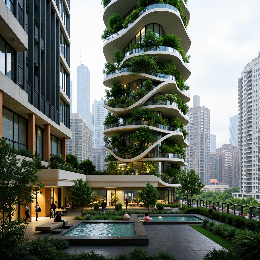 Prompt: Sleek skyscraper, futuristic architecture, verdant vertical gardens, lush green walls, vibrant flowers, modern irrigation systems, hydroponic farming, natural stone facades, floor-to-ceiling windows, panoramic city views, sustainable urban planning, eco-friendly materials, innovative ventilation systems, misting outdoor spaces, ambient lighting, shallow depth of field, 3/4 composition, realistic textures, ambient occlusion.