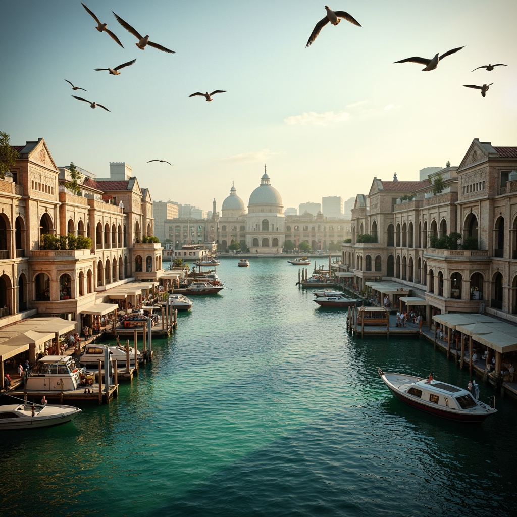 Prompt: Majestic waterfront, historic Byzantine-style bridges, ornate stone arches, grand piers, rustic wooden docks, vibrant turquoise water, sailing boats, seagulls flying overhead, warm golden lighting, soft misty atmosphere, 1/1 composition, symmetrical framing, realistic water reflections, ambient occlusion, intricate mosaics, ornamental metalwork, majestic columns, grandiose architecture, serene natural surroundings, lively urban activity.