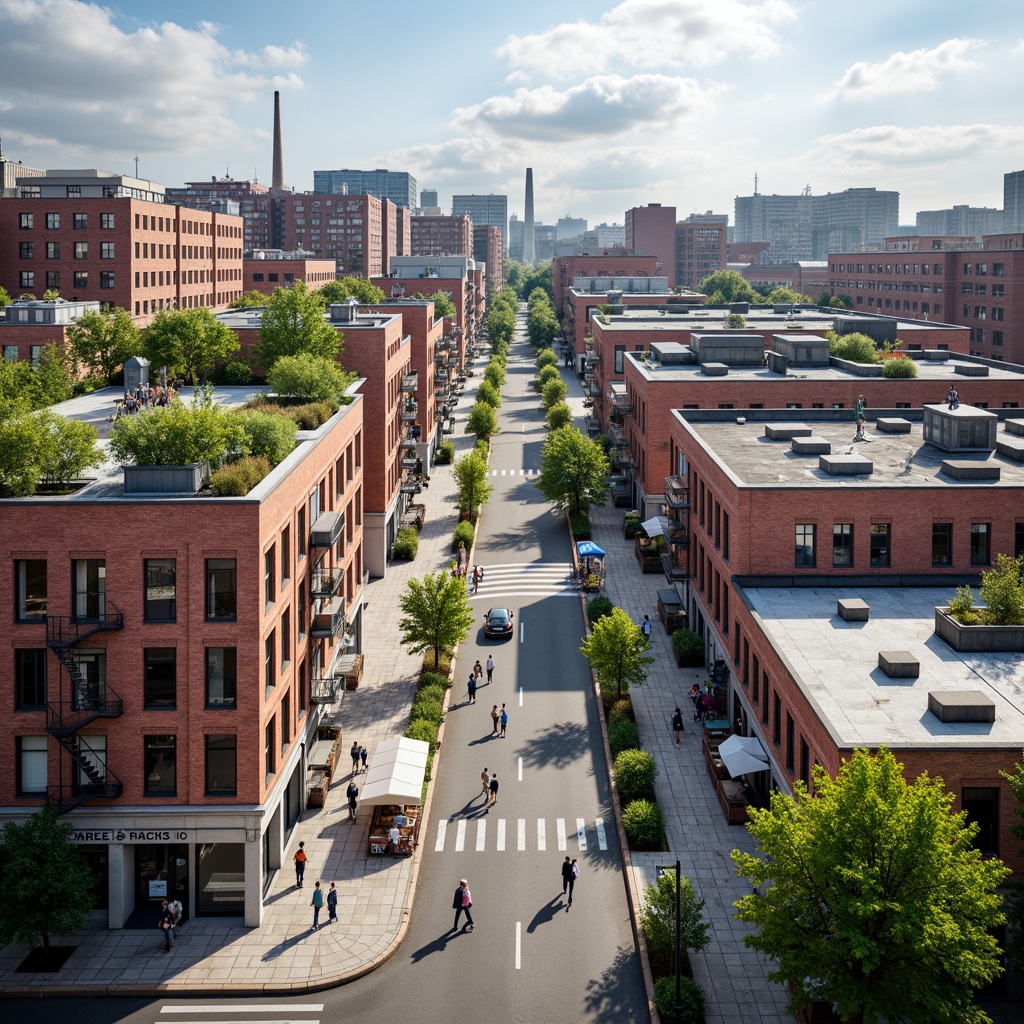 Prompt: Vibrant cityscape, bustling streets, pedestrian-friendly sidewalks, urban parks, green roofs, community gardens, public art installations, interactive street furniture, eclectic mix of old and new buildings, brick facades, industrial heritage, converted warehouses, modern amenities, dynamic lighting, shallow depth of field, 1/1 composition, realistic textures, ambient occlusion.