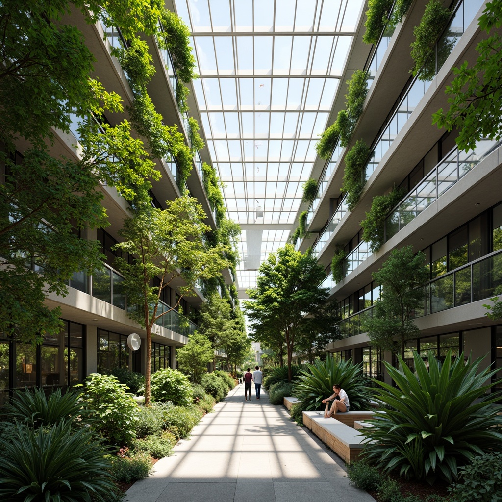 Prompt: Natural light-filled atriums, lush green walls, air-purifying plants, sleek metal ducts, whisper-quiet fans, energy-efficient ventilation systems, sustainable building materials, modern minimalist design, spacious open layouts, high ceilings, clerestory windows, automated climate control, humidity sensors, CO2 monitoring, optimized airflow, reduced carbon footprint, eco-friendly insulation, recycled materials, natural stone flooring, wooden accents, bright airy atmosphere, soft diffused lighting, 1/1 composition, realistic textures.