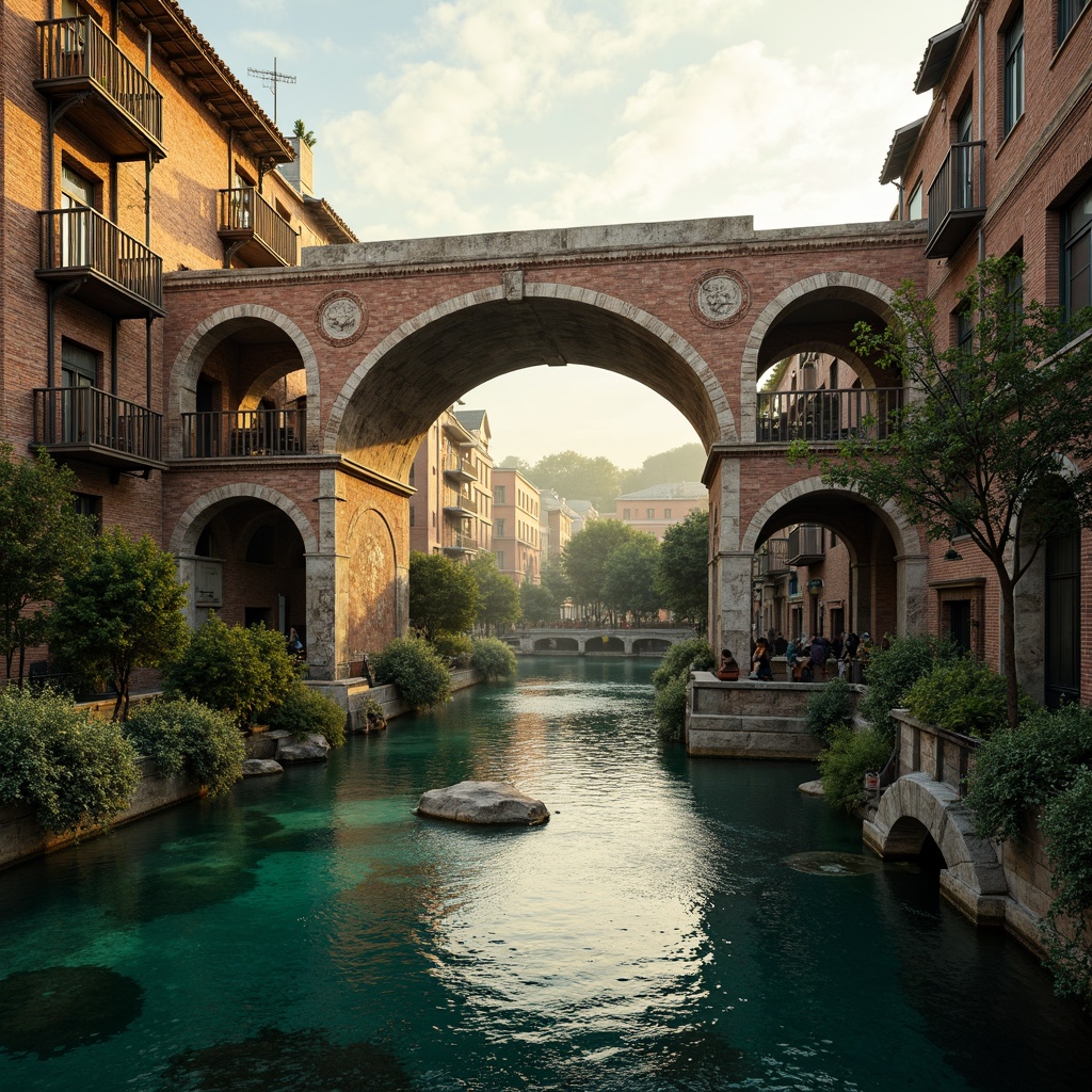 Prompt: Ancient Byzantine bridge, ornate stone arches, rustic brick facades, weathered copper accents, worn wooden railings, mystical golden lighting, soft misty atmosphere, serene water reflections, majestic river views, lush greenery surroundings, historic urban landscape, warm earthy tones, muted turquoise hues, rich crimson reds, deep indigo blues, intricate mosaic patterns, ornate metalwork details, dramatic shadows, 1/1 composition, cinematic lighting, realistic textures, ambient occlusion.