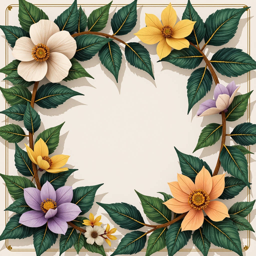 Prompt: Intricate botanical illustrations, ornate typography, flowing curves, luxurious fabrics, rich jewel tones, emerald green, sapphire blue, amethyst purple, golden yellow, soft peach, creamy whites, warm neutrals, subtle gradients, organic textures, vintage elegance, sophisticated ambiance, soft natural light, 3/4 composition, shallow depth of field.