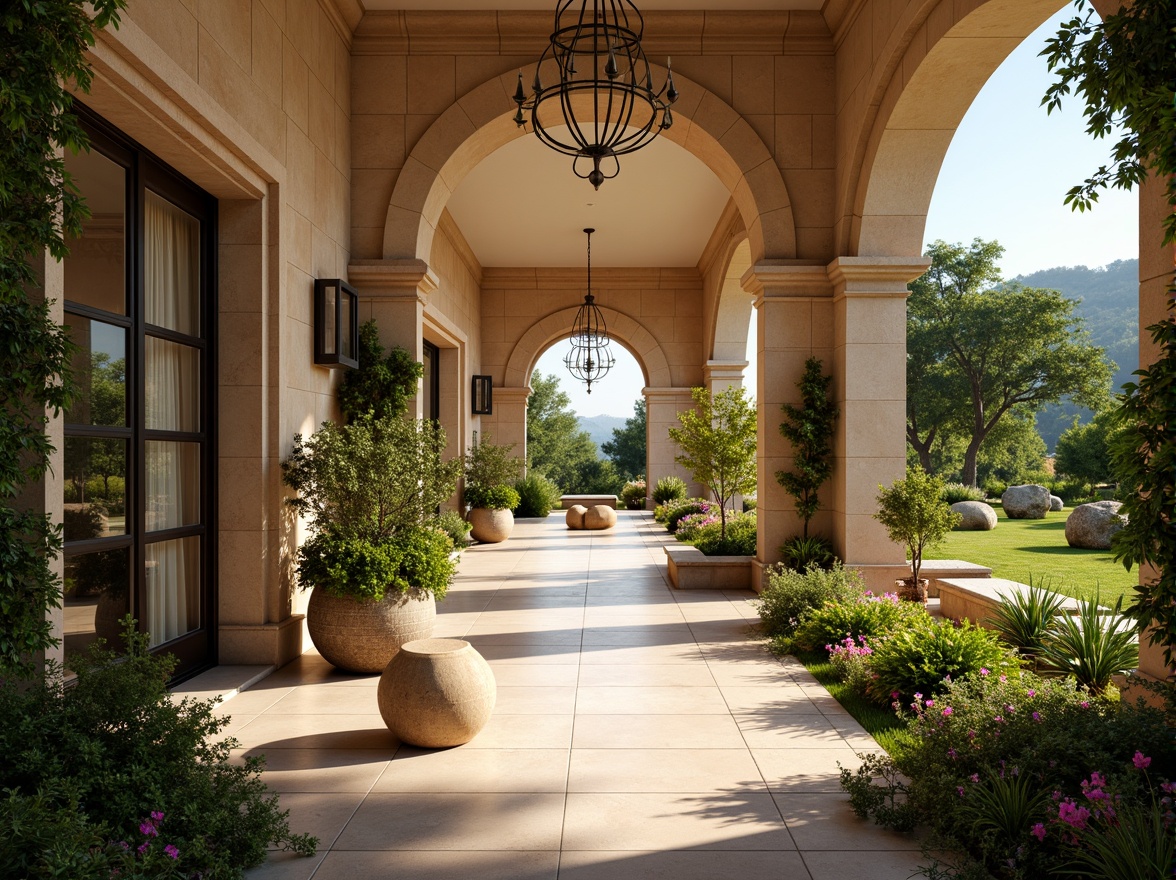 Prompt: Luxurious villa, grand entrance, high ceilings, floor-to-ceiling windows, sliding glass doors, natural stone walls, warm earthy tones, lush greenery, overflowing flower boxes, serene outdoor spaces, private gardens, sunny day, soft warm lighting, gentle shadows, shallow depth of field, 3/4 composition, realistic textures, ambient occlusion.