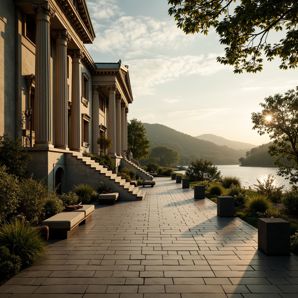 Prompt: Grand neoclassical mansion, symmetrical facade, ornate details, ionic columns, sweeping staircases, marble floors, crystal chandeliers, lush greenery, rolling hills, serene lakeside, misty morning, warm golden lighting, soft focus, shallow depth of field, 1/2 composition, atmospheric perspective, realistic water simulation, intricate stone carvings, ornate metalwork, velvet drapes, opulent furnishings, subtle color palette, harmonious textures.