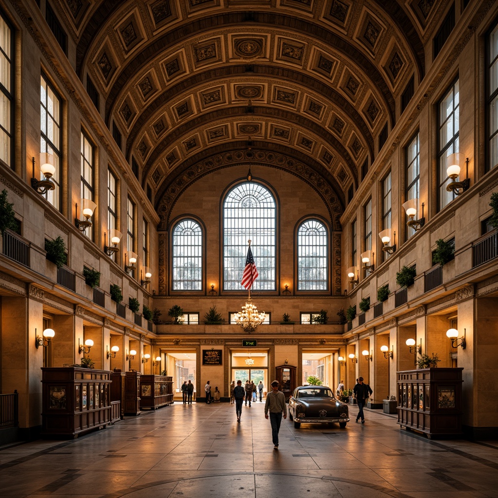 Prompt: Grandiose train station, renaissance-inspired facade, ornate stone carvings, majestic clock tower, symmetrical archways, rusticated quoins, grand entrance halls, high ceilings, intricate moldings, bronze door handles, vintage luggage carts, warm golden lighting, soft focus photography, shallow depth of field, 2/3 composition, romantic atmosphere, realistic textures, ambient occlusion.Let me know if you need any adjustments!