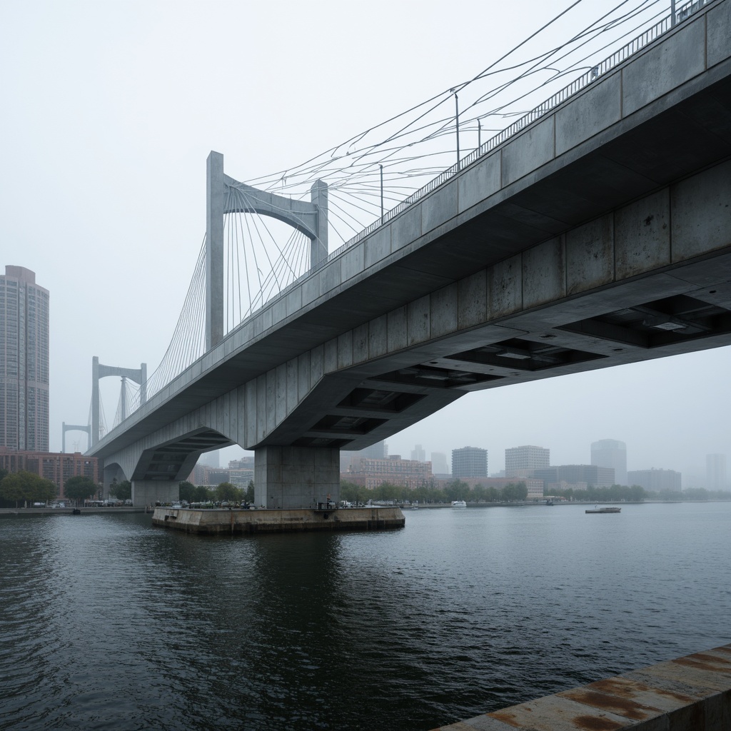 Prompt: Sleek vehicular bridges, streamlined curves, metallic sheen, aerodynamic shapes, futuristic architecture, suspension cables, urban cityscape, morning fog, soft misty lighting, low-angle shot, 1/2 composition, abstract reflections, detailed rivets, steel beams, concrete piers, dynamic motion blur, realistic rust textures, ambient occlusion.Let me know if this meets your requirements!