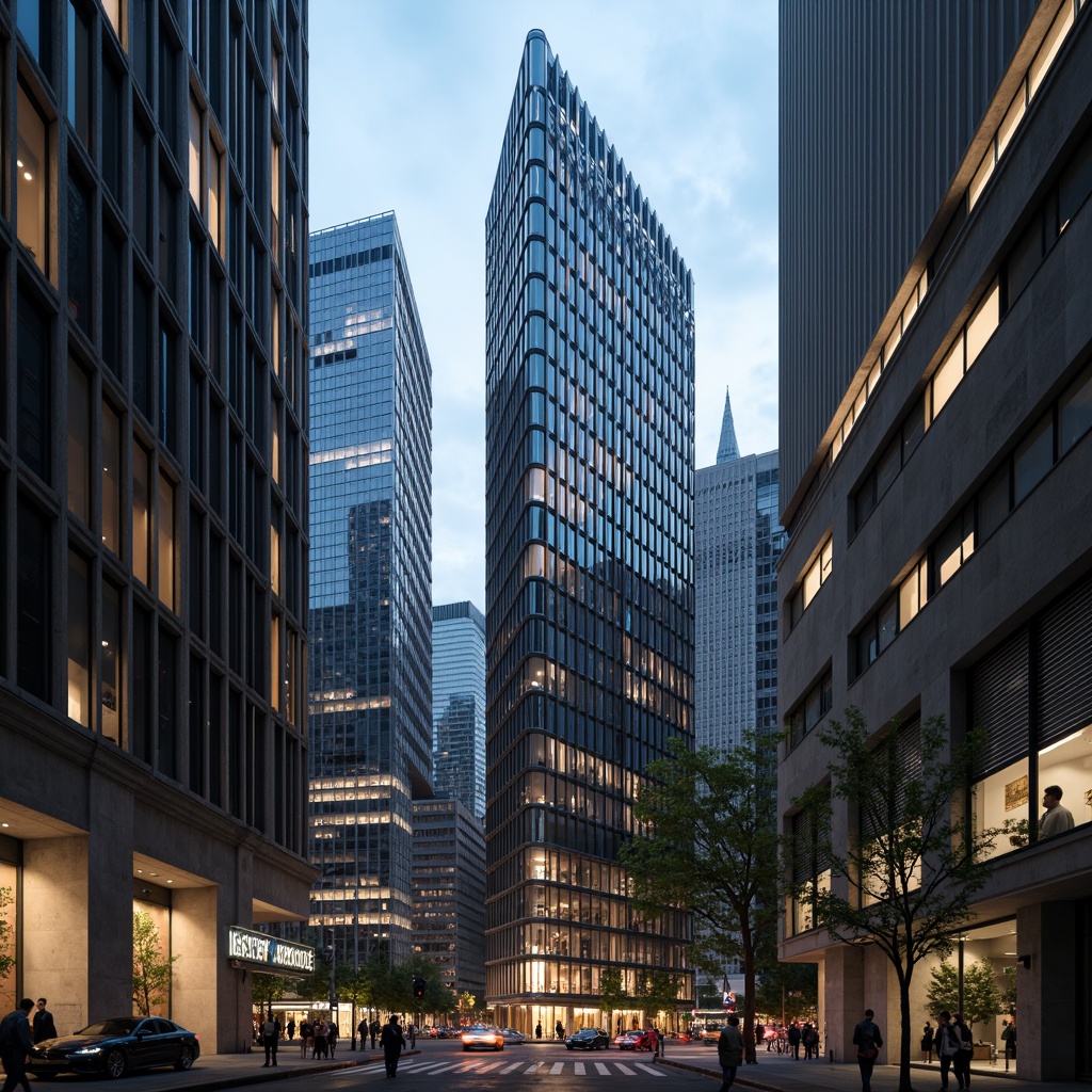 Prompt: Urban skyscrapers, sleek metallic facades, reflective glass surfaces, modern brutalist design, concrete structures, industrial materials, exposed ductwork, urban cityscape, busy streets, neon lights, nighttime atmosphere, misty rain, shallow depth of field, 1/1 composition, realistic textures, ambient occlusion.