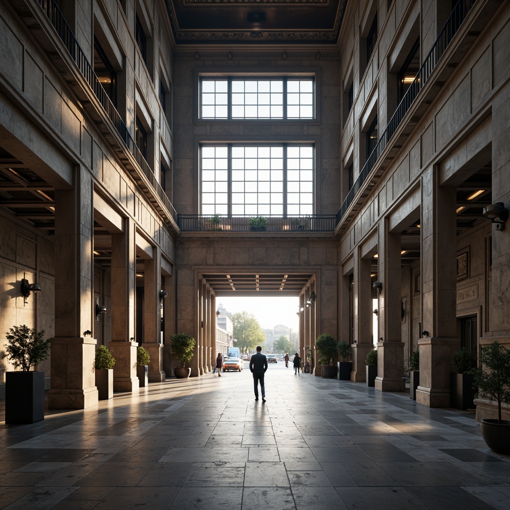 Prompt: Grand industrial complex, symmetrical facade, neoclassical columns, ornate details, grandiose entrance, rusticated stone walls, metallic accents, polished marble floors, high ceilings, large windows, natural light, dramatic shadows, symmetrical composition, central axis, bilateral symmetry, geometric patterns, 1/1 ratio, Renaissance-inspired architecture, modern industrial twist, clean lines, minimalist decor, subtle textures, soft diffused lighting, atmospheric perspective, cinematic framing.