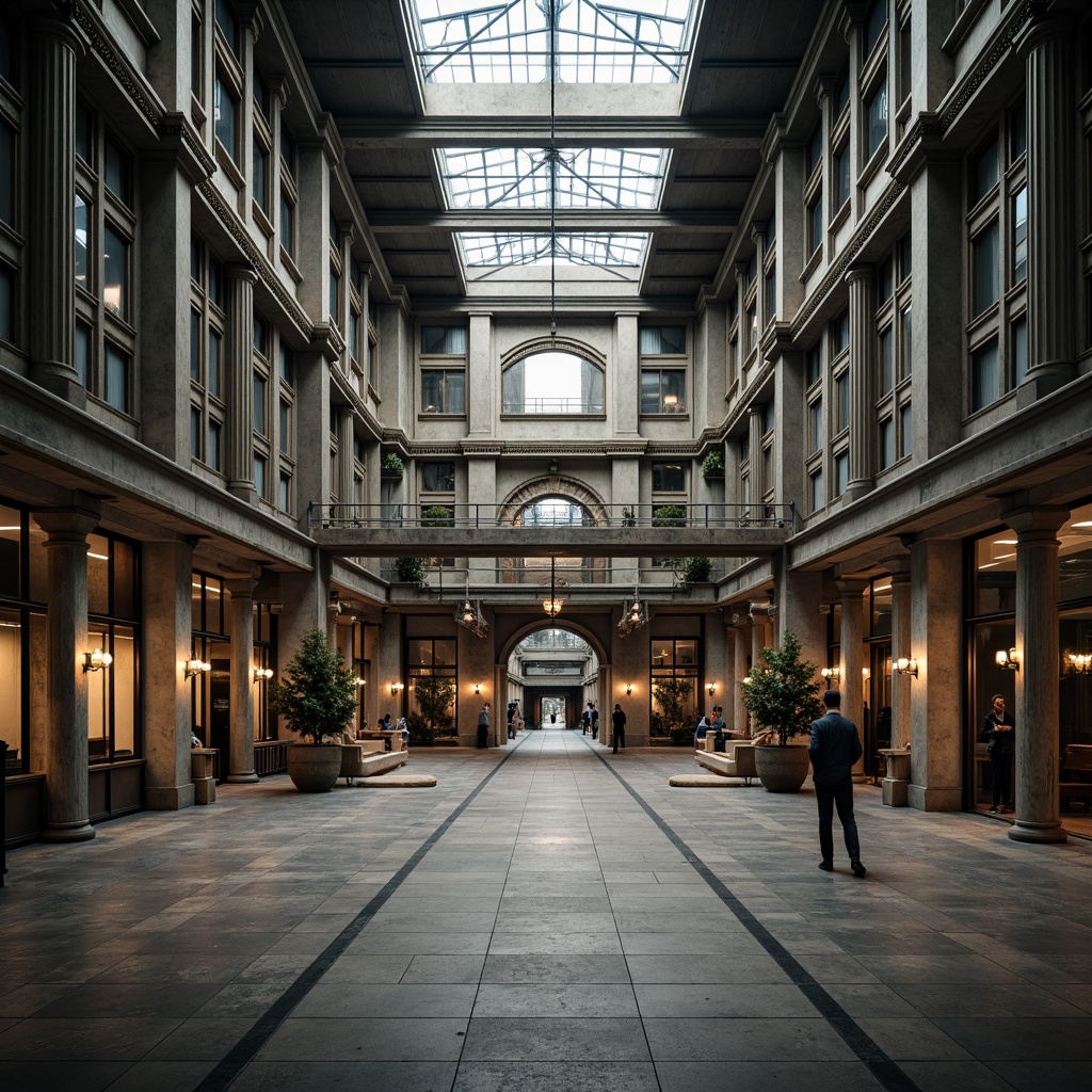 Prompt: Grandiose factory building, symmetrical facade, neoclassical columns, ornate decorations, industrial machinery, metallic textures, neutral color palette, dramatic lighting, high ceilings, large windows, grand entrance, imposing scale, classical proportions, axial symmetry, bilateral symmetry, radial symmetry, perfect geometric shapes, precise architectural lines, harmonious composition, 1/1 aspect ratio, centered framing, soft gradient shadows, subtle ambient occlusion.