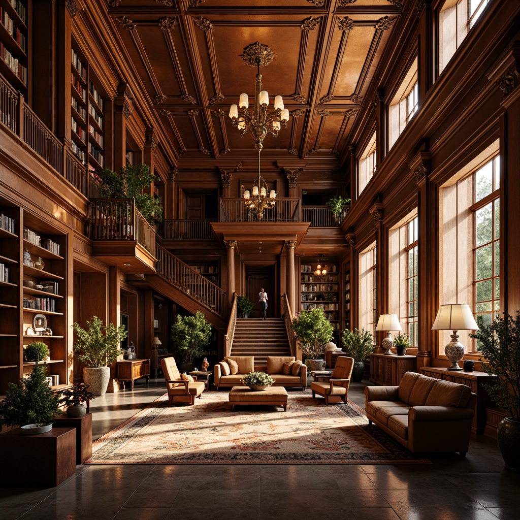 Prompt: Intricate copper cladding, ornate Baroque architecture, grand library setting, rich wood paneling, sweeping staircases, opulent chandeliers, luxurious textiles, lavish furnishings, warm golden lighting, dramatic shadows, 1/1 composition, close-up shot, realistic reflections, ambient occlusion.