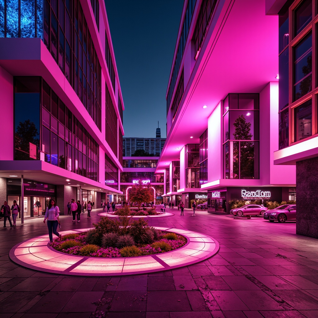 Prompt: Vibrant fuchsia accents, bold modern architecture, sleek metallic surfaces, neon-lit cityscape, futuristic urban landscape, abstract geometric patterns, iridescent glass facades, glowing LED lights, dynamic 3D shapes, abstract expressionist art, avant-garde design elements, electric pink hues, deep berry tones, warm golden lighting, shallow depth of field, 1/2 composition, dramatic high contrast, realistic textures, ambient occlusion.