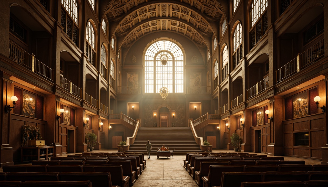 Prompt: Grandiose Gothic-style stadium interior, high-arched ceiling, ribbed vaults, pointed windows, ornate stone carvings, dramatic lighting, grand staircase, luxury VIP boxes, premium leather seating, intricate wooden paneling, mystical atmosphere, atmospheric fog, warm golden lighting, 1/1 composition, realistic textures, ambient occlusion.