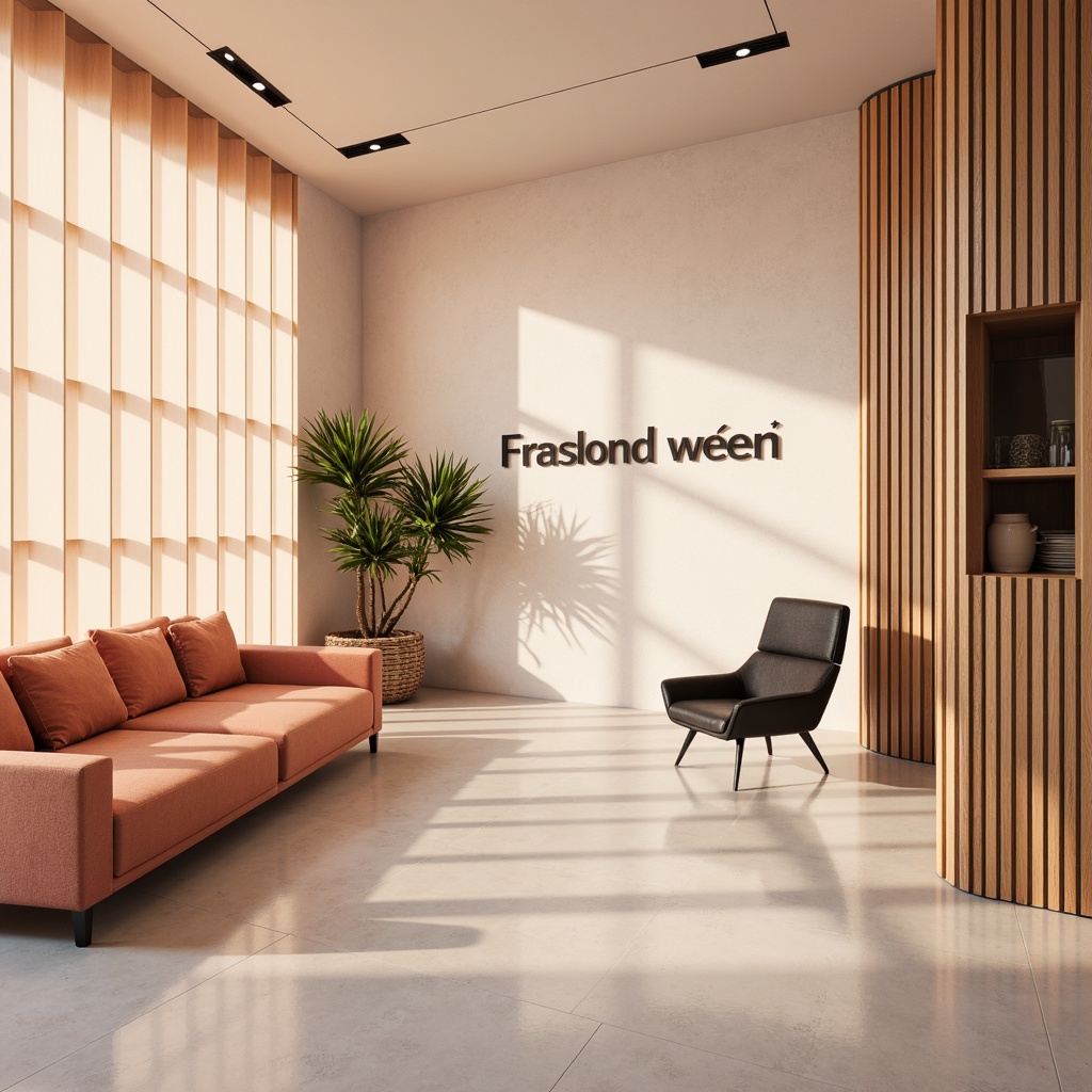 Prompt: Vibrant design studio, modern minimalist aesthetic, bold typography, pastel color scheme, soft peach tones, rich charcoal accents, creamy whites, natural wood textures, geometric patterns, abstract shapes, atmospheric lighting, subtle gradients, 2/3 composition, warm and inviting ambiance, realistic renderings, detailed textures.