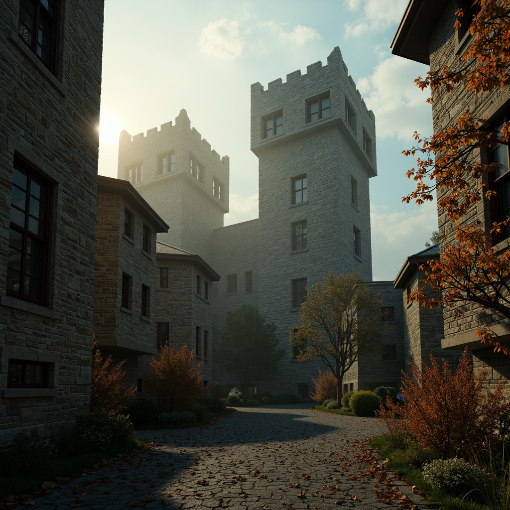 Prompt: Majestic Watchtowers, medieval-inspired architecture, stone brick walls, intricate stonework patterns, grandiose towers, imposing fortifications, mysterious misty atmosphere, eerie twilight ambiance, warm golden lighting, soft mist effects, atmospheric depth of field, cinematic composition, dramatic shadows, rich earthy tones, moss-covered stones, rugged natural textures, mystical ancient artifacts.