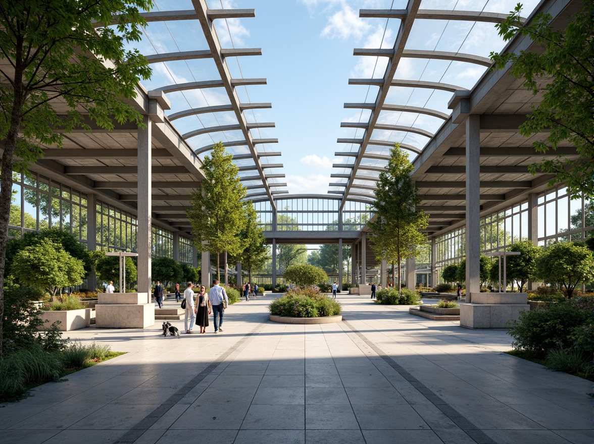 Prompt: Vibrant bus station, large skylights, clerestory windows, transparent roof panels, natural ventilation systems, open atriums, minimalist steel structures, polished concrete floors, green walls, lush vegetation, urban landscape, morning sunlight, soft diffused lighting, shallow depth of field, 1/2 composition, panoramic view, realistic textures, ambient occlusion.