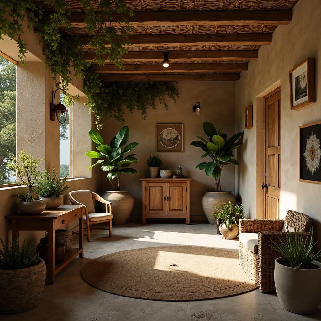 Prompt: Earthy olive tones, muted greenery, rustic terracotta, warm beige, soft sage, mossy accents, natural textures, organic patterns, vintage architecture, distressed wood, antique furniture, earthy ceramics, woven fibers, warm lighting, soft focus, shallow depth of field, 1/1 composition, intimate atmosphere, realistic render.