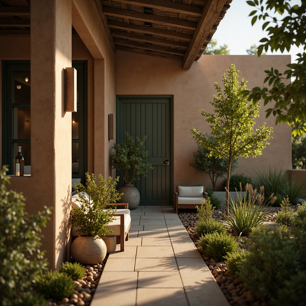 Prompt: Earthy olive tones, muted greenery, terracotta accents, weathered wood textures, natural stone walls, rustic metal details, vintage distressed finishes, warm beige backgrounds, soft golden lighting, shallow depth of field, 1/1 composition, intimate atmosphere, realistic earthy textures, ambient occlusion.