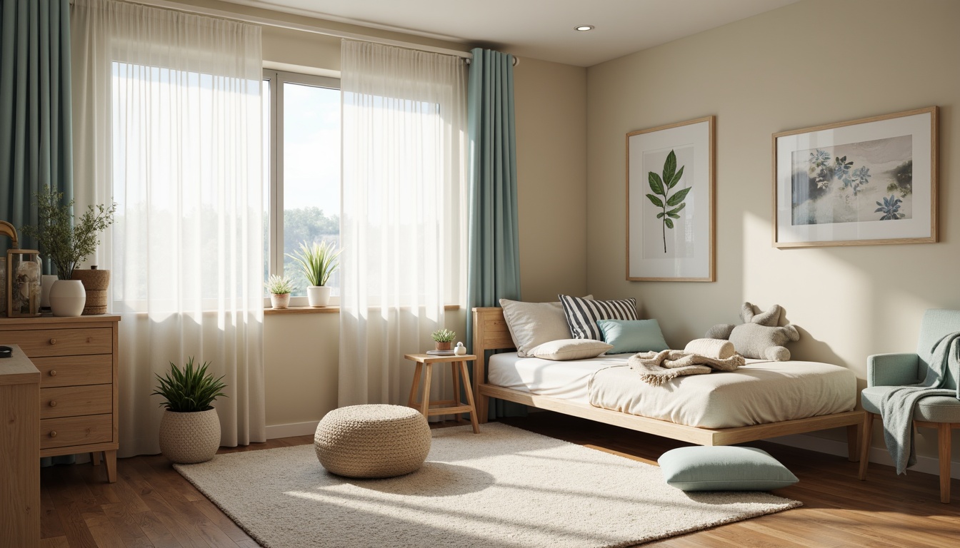 Prompt: Cozy dorm room, soft pastel hues, calming blue accents, warm beige tones, plush carpeting, comfortable bedding, wooden furniture, natural light, sheer curtains, minimal decor, relaxing ambiance, softbox lighting, 1/1 composition, intimate atmosphere, calming color scheme, soothing textures, ambient occlusion.