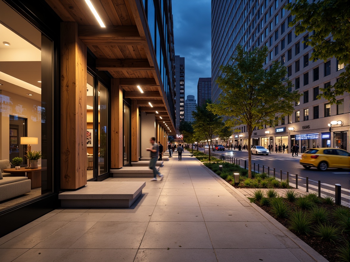 Prompt: Urban alleyway, industrial chic, minimalist facade, steel beams, exposed brick walls, polished concrete floors, reclaimed wood accents, sleek metal railings, modern cityscape, bustling streets, neon signage, urban nightlife, warm color palette, soft box lighting, shallow depth of field, 1/1 composition, symmetrical framing, realistic textures, ambient occlusion.