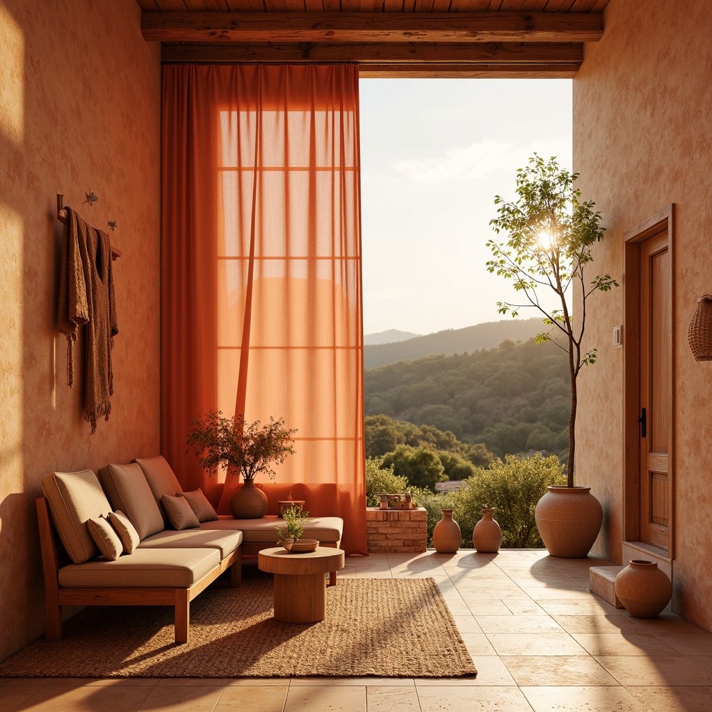 Prompt: Vibrant apricot hues, warm golden tones, soft peach undertones, rich coral shades, creamy beige accents, rustic terracotta textures, natural linen fabrics, earthy clay vessels, sun-kissed landscapes, gentle morning light, shallow depth of field, 2/3 composition, harmonious color harmony, realistic material rendering, ambient occlusion.