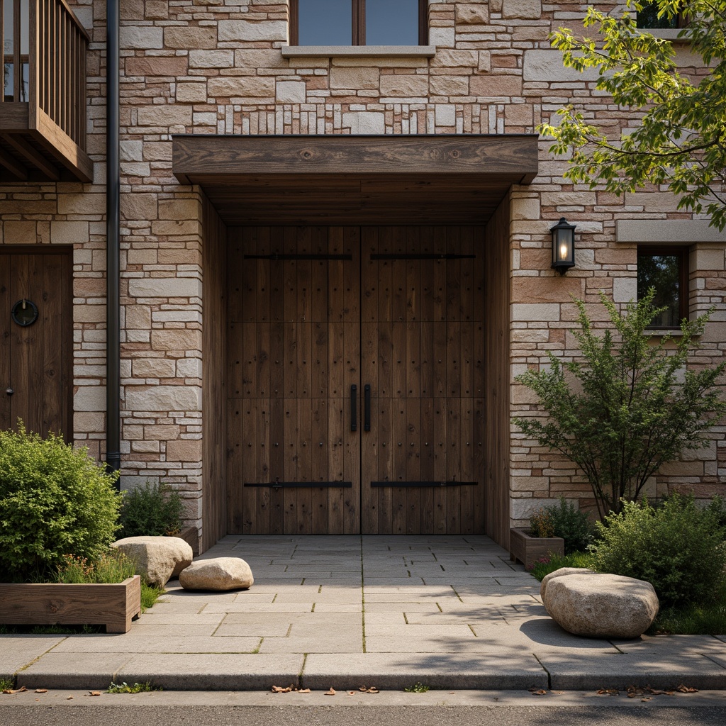 Prompt: Rustic stone walls, weathered wooden planks, distressed metal facades, rough-hewn brick exteriors, tactile concrete surfaces, organic natural forms, earthy tones, warm ambient lighting, shallow depth of field, 3/4 composition, realistic textures, ambient occlusion.