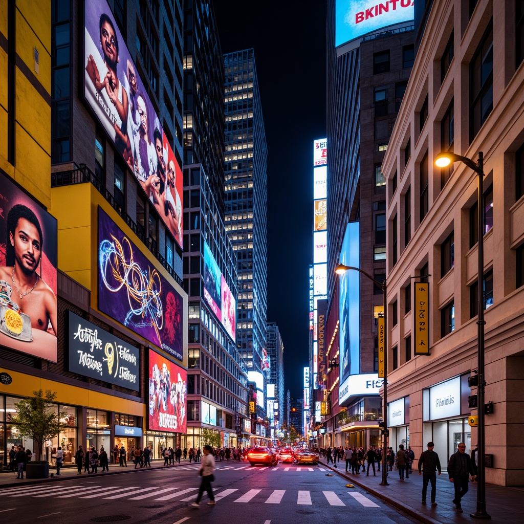 Prompt: Vibrant cityscape, neon lights, bold architectural forms, dynamic street art, eclectic mix of materials, bright-colored facades, geometric patterns, futuristic skyscrapers, LED light installations, urban jungle atmosphere, warm golden lighting, shallow depth of field, 1/2 composition, low-angle shot, high-contrast colors, abstract textures, ambient occlusion.