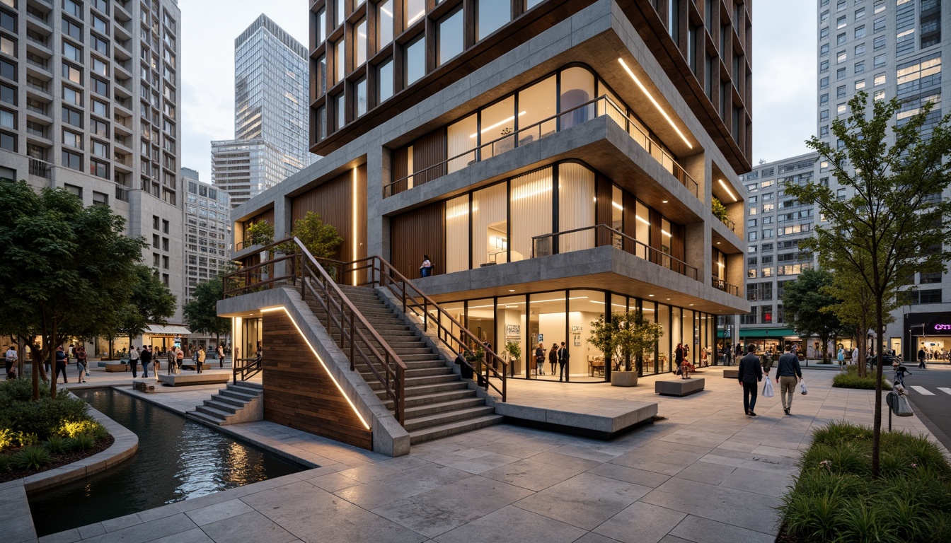 Prompt: Historic courthouse, fusion architecture, grand staircase, ornate wooden railings, marble floors, high ceilings, large windows, natural light, modern glass extensions, steel beams, concrete columns, reclaimed wood accents, metallic cladding, dynamic LED lighting, intricate stonework, water feature, lush greenery, urban surroundings, busy streets, cityscape views, cloudy day, soft diffused lighting, shallow depth of field, 1/1 composition, realistic textures, ambient occlusion.