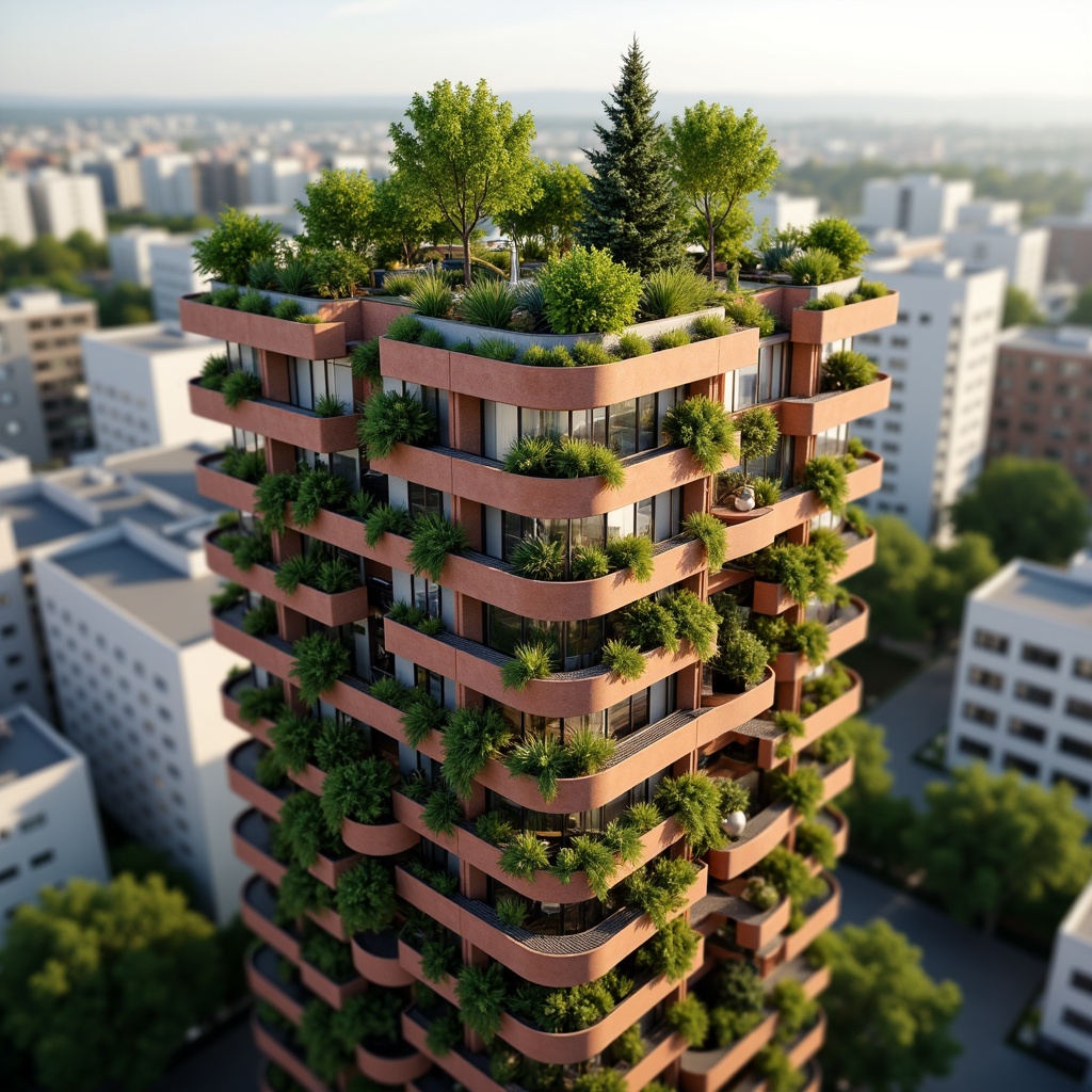 Prompt: Eco-friendly skyscraper, social housing project, green roofs, solar panels, wind turbines, rainwater harvesting systems, recycled materials, energy-efficient appliances, minimal waste management, vertical gardens, urban farming, community engagement spaces, natural ventilation systems, optimized floor plans, modular construction, corten steel fa\u00e7ades, double glazing, soft warm lighting, shallow depth of field, 1/2 composition, realistic textures, ambient occlusion.