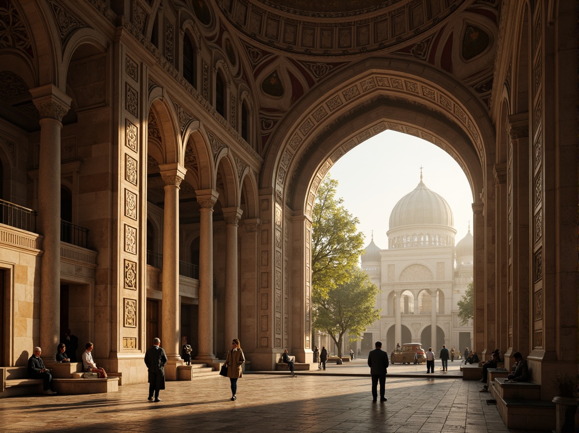 Prompt: Intricate stone arches, ornate carvings, majestic domes, Byzantine architectural style, grandiose monuments, sacred religious structures, ancient historical landmarks, warm golden lighting, soft misty atmosphere, mysterious ambient shadows, shallow depth of field, 1/1 composition, realistic textures, ambient occlusion.