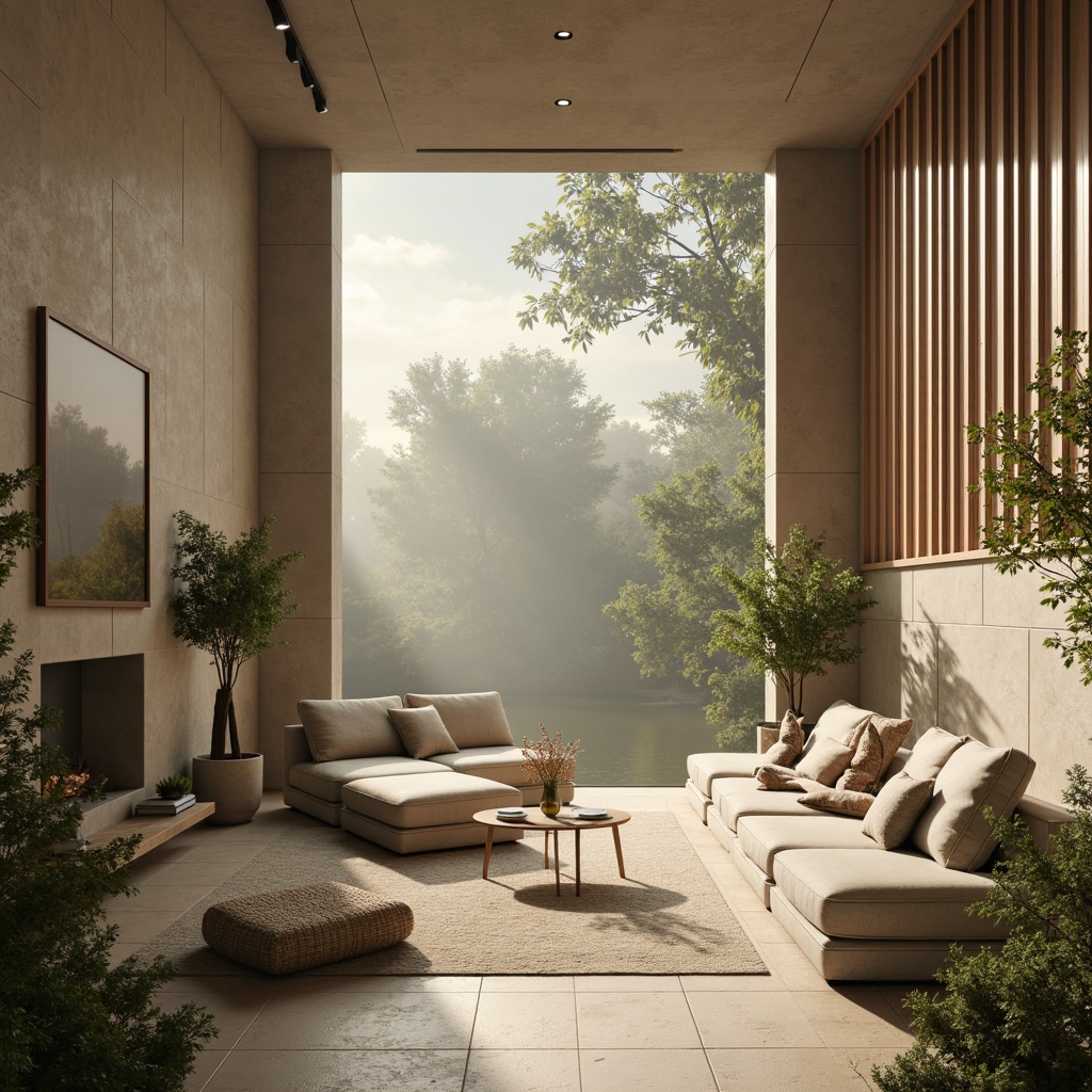 Prompt: \Muted earthy tones, warm beige foundation, soft sage accents, rich walnut wood, natural stone textures, organic shapes, subtle gradient effects, atmospheric misty lighting, 1/1 composition, realistic rendering, ambient occlusion.\This prompt combines elements of color palette development with architectural and environmental design. The muted earthy tones and warm beige foundation evoke a sense of naturalness and coziness, while the soft sage accents add a touch of freshness and calmness. The rich walnut wood and natural stone textures bring in a sense of luxury and organic shapes suggest a connection to nature. The subtle gradient effects and atmospheric misty lighting create a dreamy and ethereal atmosphere, while the 1/1 composition and realistic rendering ensure a clear and detailed visual representation.