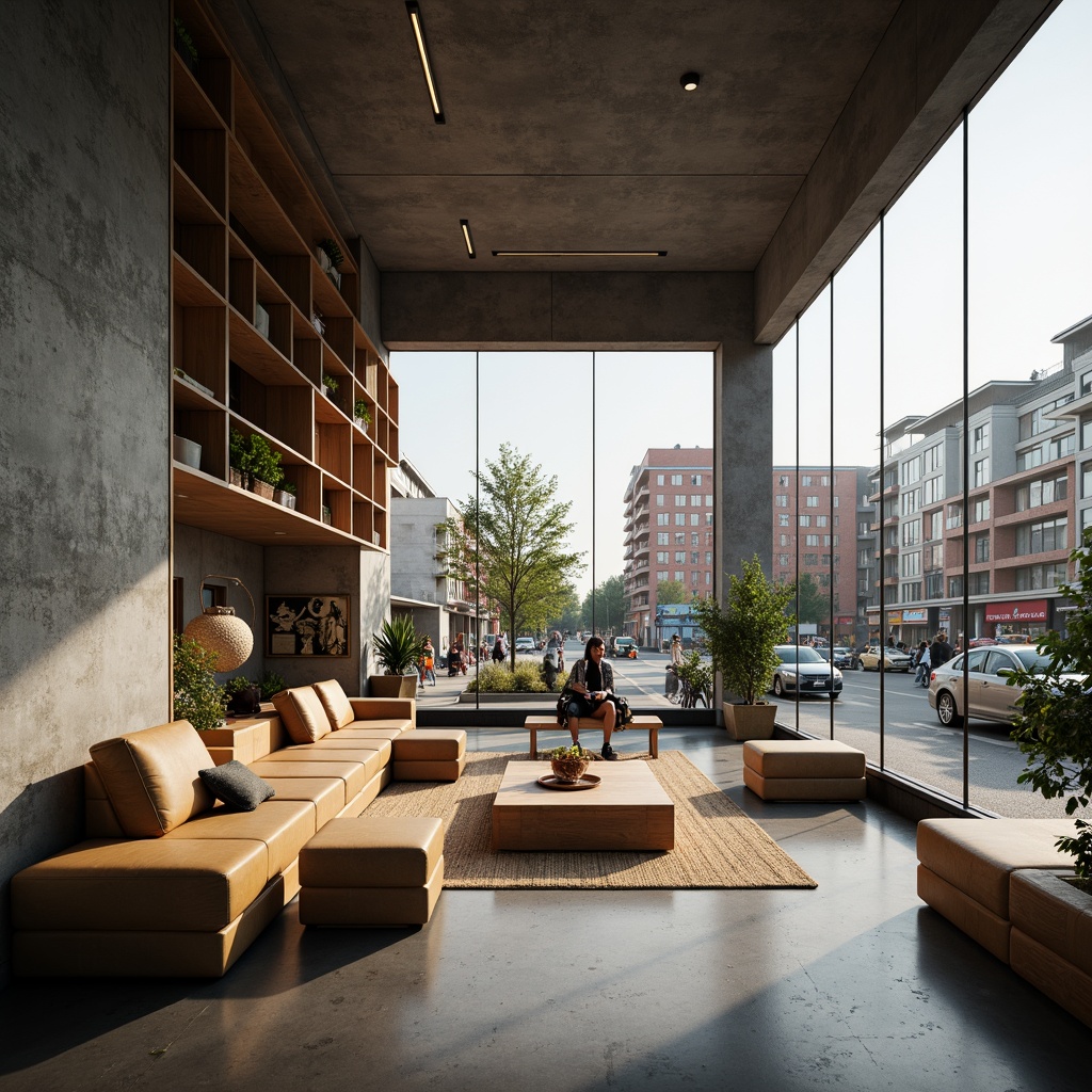 Prompt: Minimalist dormitory, angular lines, geometric shapes, modular furniture, industrial materials, concrete walls, steel beams, wooden accents, functional layout, open floor plan, natural light, soft warm glow, 1/1 composition, shallow depth of field, realistic textures, ambient occlusion, urban campus setting, modern cityscape, busy streets, vibrant street art, eclectic neighborhood, trendy cafes, hipster vibe, bohemian decor.